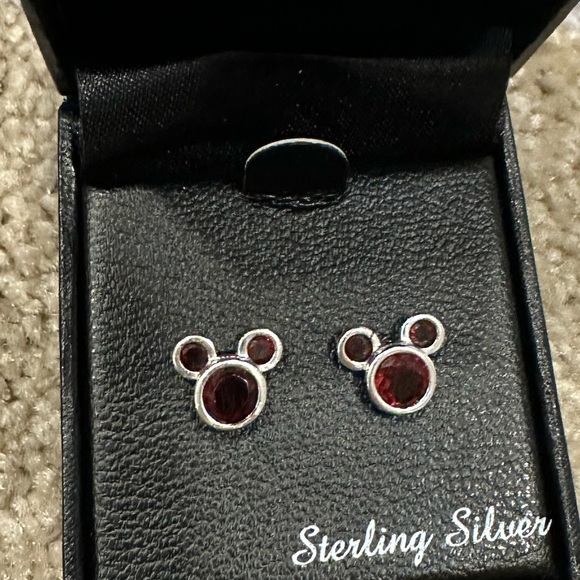 Disney miki mouse ears Sterling silver stad earrings with red stone